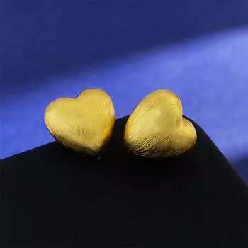 Brushed Matte Texture Love Earrings Women S Fashion Temperament Earrings I Wind Peach Heart Shape Versatile Ear Jewelry