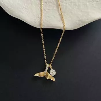 Brushed Mermaid Tears Necklace Light Luxury Water Drop Zircon Fish Tail Pendant Female