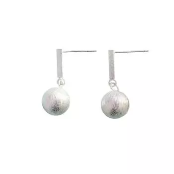 Brushed Round Bead Square Strip Earrings Fashion Design Temperament Earrings Women S Simple Matte Ball Earrings copper (with ear plugs)