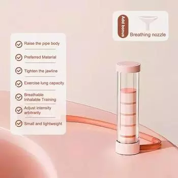 Брюшное дыхание Гантель Жизненная емкость Функция легких Упражнение Тренировка кора Улучшает выносливость Фитнес Дыхательный тренажер розовый