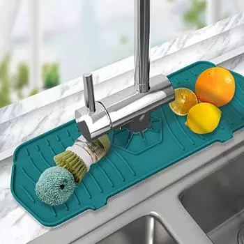Брызговик для крана. Полезный пищевой класс. Удобный кран. Подушка для слива. Кухонная раковина. Брызговик. Коврик для слива крана. Брызговик для крана. серый