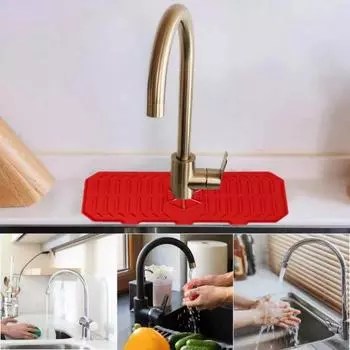 Брызговик для кухонной раковины, коврик для смесителя, мягкий, гибкий, простая установка, быстросохнущий коврик для столешницы, коврик для смесителя, поддон для сбора капель под раковину красный