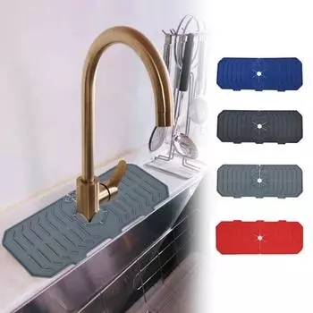 Брызговик для кухонной раковины, коврик для смесителя, мягкий, гибкий, простая установка, быстросохнущий коврик для столешницы, коврик для смесителя, поддон для сбора капель под раковину красный