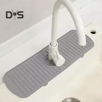 Брызговик для раковины, мягкий, гибкий, быстросохнущий, универсальный каплеуловитель, поддон для раковины, сушильный коврик для смесителя, уловитель брызг, кухонные принадлежности S серый белый