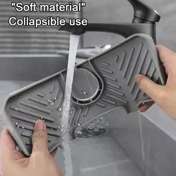 Брызговик для раковины Сливной коврик Мягкий Гибкий Быстросохнущий Износостойкий Простая установка Столешница Брызговик для раковины Сушильный коврик Уловитель брызг чёрный