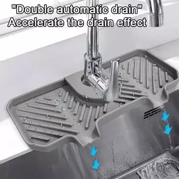 Брызговик для раковины Сливной коврик Мягкий Гибкий Быстросохнущий Износостойкий Простая установка Столешница Брызговик для раковины Сушильный коврик Уловитель брызг чёрный