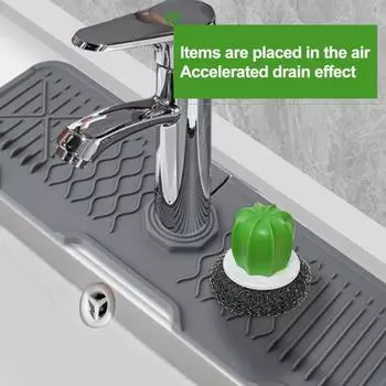 Брызговик для смесителя Складной брызгозащищенный наклон Легкий дренаж Предотвращение разлива Брызговик Для кухни Ванная комната Смеситель Поддон для сбора капель Сливная подставка для крана серый