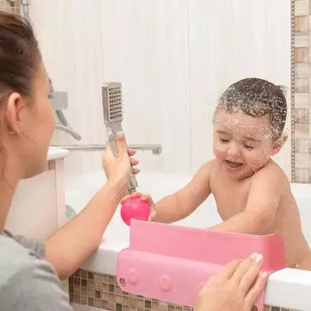 Брызговик для ванны с присоской Износостойкая складная конструкция Простота установки Прочная ручка Брызговик для душа розовый