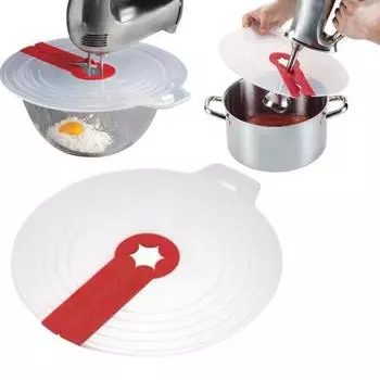 Брызговик миксера с ручкой Прозрачная крышка Защита от брызг Пищевая силиконовая крышка от брызг миксера Легко очищаемая защита от шума для кухни красный