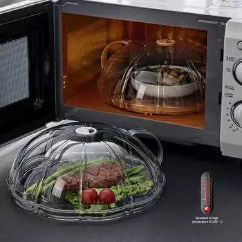 Брызгозащищенная крышка для микроволновой печи. Прозрачная жаропрочная крышка для пищевых продуктов с ручкой. Кухонная посуда, не содержащая BPA, для хранения и нагревания продуктов питания. чистый