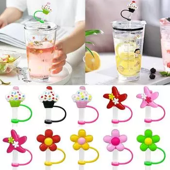 Брызгозащищенные чехлы для соломенных наконечников, герметичный соломенный Топпер, милая пылезащитная крышка для питья, аксессуары для чашек 17