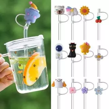 Брызгозащищенные чехлы для соломенных наконечников, силиконовый топпер для соломинки, пылезащитный колпачок для питья, аксессуары для чашек 18