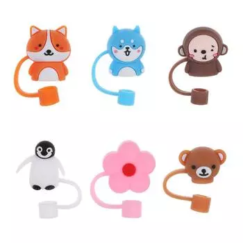 Брызгозащищенные насадки для соломинок, силиконовая заглушка для соломинки, мультяшные заглушки, крышка, аксессуары для чашек, пылезащитный колпачок для питья type4