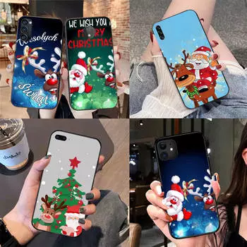 BS-4 Рождественский олень силиконовый чехол для iPhone 15 14 Xiaomi POCO M6 F6 Redmi Note 13 12 13C 8 9 Samsung S24 S23 S22 S21 FE Pro Plus Ultra Samsung A21S капри