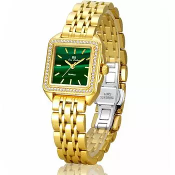 BS Bee Sister Новые зеленые женские часы, модные, высококачественные, повседневные, водонепроницаемые, из нержавеющей стали, наручные часы, женские, кварцевые, подарок для жены