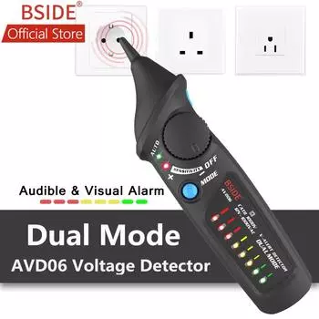 BSIDE AVD06 Двухрежимный бесконтактный детектор напряжения AC 12-1000 В автоматический/ручной тестер NCV Проверка проводов под напряжением Регулируемая чувствительность