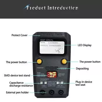BSIDE ESR02 Pro Тестер транзисторов Многофункциональный цифровой тестер Диод-триодный резистор Емкость