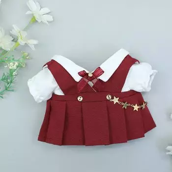 BSTYK Stuffed Toy 20cm Doll Clothes Dress Dress Up Doll Clothes Cute Cotton 20cm Doll Clothes Doll Dress Red