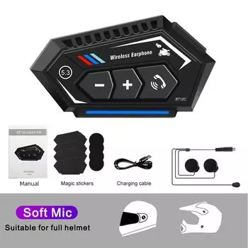 BT12-C Гарнитура для мотоциклетного шлема для езды с разделенным дизайном Bluetooth 5.3 Музыкальные наушники Мото-коммуникатор Динамик Байкер Водонепроницаемый шумоподавление