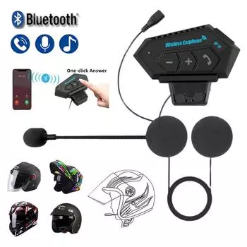 Bt12 Мотоцикл Bluetooth 5.0 Наушники для шлема Беспроводная гарнитура Громкая связь Комплект для телефонных звонков Стерео Портативный водонепроницаемый музыкальный плеер Наушники Hard Mic