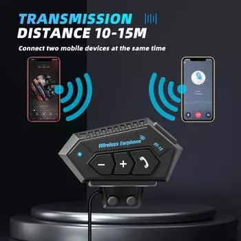 BT12 Мотоциклетный шлем Гарнитура Беспроводной Bluetooth Hands-free комплект Стерео Водонепроницаемый музыкальный плеер Динамик для Moto Наушники чёрный