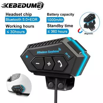 BT12 Мотоциклетный шлем Гарнитура Bluetooth Беспроводной комплект громкой связи Стерео Противопомеховый Водонепроницаемый Динамик Мотоциклетные Наушники