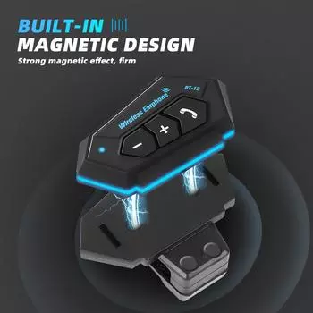 BT12 Мотоциклетный шлем Гарнитура Handsfree комплект для звонков Стерео Антипомеховый Водонепроницаемый Музыкальный Плеер Динамик Беспроводные Наушники