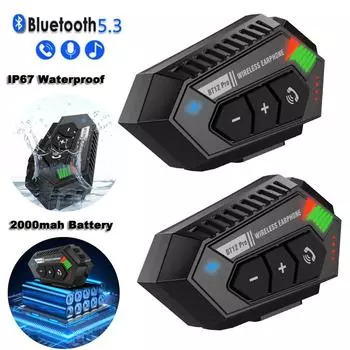 BT12 Pro 2000 мАч мотоциклетный шлем Bluetooth гарнитура беспроводной громкой связи стерео водонепроницаемый музыкальный плеер для мото наушников