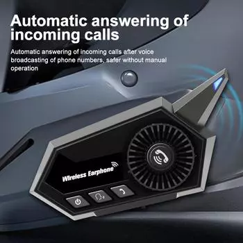 Bt18 Мотоциклетный шлем Гарнитура Buthooth 5.3 Водонепроницаемые беспроводные наушники Голосовое управление Шумоподавление FM-радио Предупреждающий свет