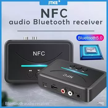 BT200 NFC Bluetooth 5,0 аудиоприемник беспроводной стерео Bluetooth аудио адаптер NFC 3,5 мм AUX RCA музыкальный звук автомобильный динамик новейший чёрный