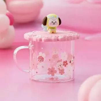 BT21 Baby Spring Fairy стеклянная чашка с крышкой 340 мл CHIMMY