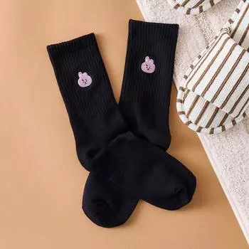 BT21 COOKY Базовые повседневные носки с вышивкой в рубчик 1P