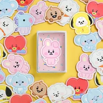 BT21 детская кожаная наклейка, 4 позы, 1 комплект [BT21 x MONOPOLY] белый