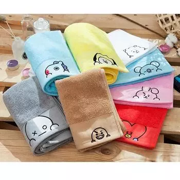 BT21 Goods Полотенце для лица Pose Pip характер из 100% хлопка с вышивкой, 160 г (8 вариантов) RJ