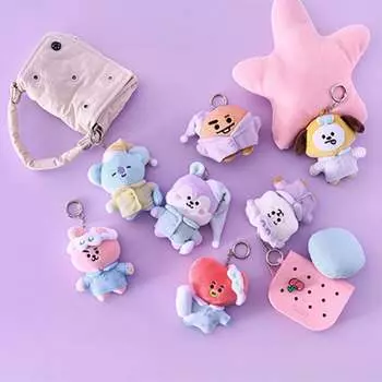 BT21 Новый базовый плюшевый брелок для ключей в виде пижамы (7 вариантов) Chimmy