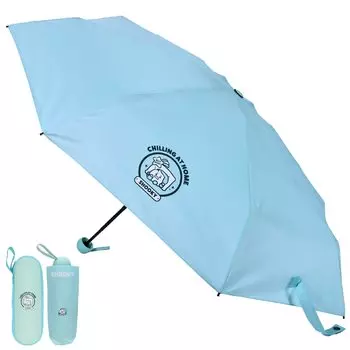 BT21 Официальный складной зонт SHOOKY светло-голубой дизайн персонажа Компактный зонт сумка для хранения с жестким футляром Возврат День рождения Подарок в благодарность зелёный