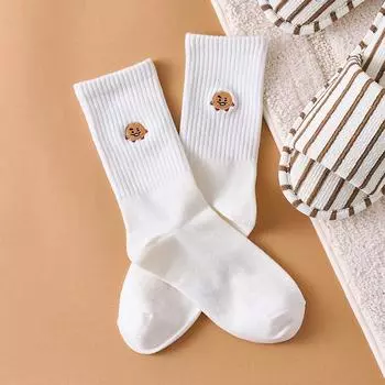 BT21 SHOOKY Базовые повседневные носки с вышивкой в рубчик