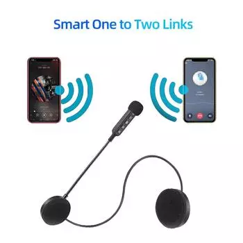 BT30S Мотоциклетный шлем Гарнитура Bluetooth 5.3 Беспроводные наушники Handsfree Call Kit Стерео для мотоциклиста MP3-плеер чёрный