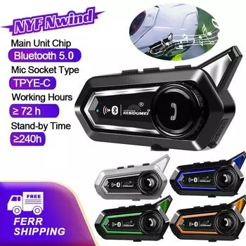 BT31 Гарнитура для мотоциклетного шлема Bluetooth 5.0 Беспроводные водонепроницаемые наушники Автоматический ответ на вызовы по громкой связи с фонариком