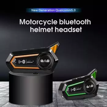 BT31 Мотоциклетный шлем Bluetooth гарнитура Интерком 1000mAh Moto 500m Interphone Беспроводной водонепроницаемый Handsfree наушники для звонков чёрный