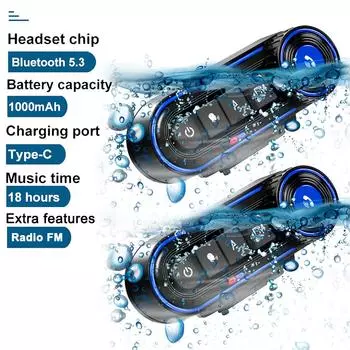 BT36 Мотоциклетный шлем Гарнитура BT 5.3 Беспроводные наушники Handsfree Стереонаушники Динамик Шумоподавление С Радио FM