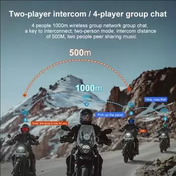 BT5.1 FM мотоциклетный шлем интерком 1000M гарнитура для обмена музыкой IPx6 со светодиодной подсветкой для 4 мотоциклистов групповой разговор