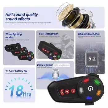 BT5.2 Мотоциклетный шлем гарнитура беспроводной громкой связи телефонный комплект водонепроницаемые наушники MP3 музыкальный плеер динамик для гонщика катание на лыжах