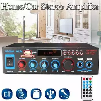 BT-309A 298A Bluetooth усилители HIFI USB FM радио автомобильный аудио усилитель сабвуфер 12 В/220 В HIFI 2CH домашний кинотеатр усилитель MAX 800 Вт