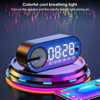 BT Динамик Цифровой Будильник Светодиодный Дисплей с Двойным Сигналом Тревоги Активируется Человеком Для Спальни/Офиса чёрный