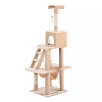 BTM Cat Cat Slim Cat Стационарный коготь Многократный сброс Отсутствие сброса Легко для общей высоты 155 см Башня, Дерево, Башня, Башня, Гамак, Заточка, Кошки, бежевый