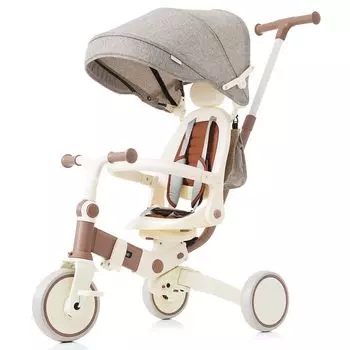 BTM Hand 1 год 2 года 3 года Бег Вращающийся езда Малыш Дети Праздничный подарок Детский трехколесный велосипед, складной, толкаемый, стильный, 7 в 1, старый, старый, старый, коричневый