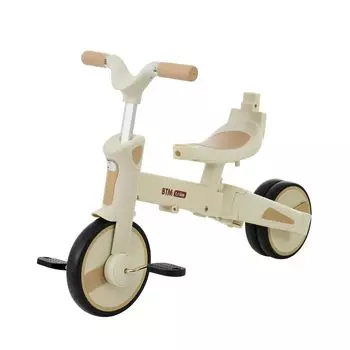 BTM Luxury Tricycle x Tricycle Включает в себя сиденье безопасности, ручку управления, трехколесный велосипед, складывающийся одним нажатием, детский (Бежево-коричневый), Автомобиль, Солнцезащитный козырек,