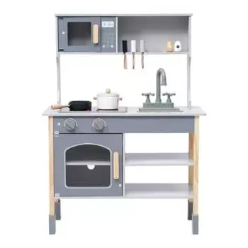 BTM Play House Kitchen Деревянный игровой домик с кухонными принадлежностями Кухня Мини-кухня Обучающая игрушка Имитация приправ Ингредиенты Игрушки для серый