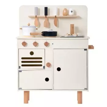 BTM Play House Kitchen Деревянный игровой домик с кухонными принадлежностями Кухня Мини-кухня Обучающая игрушка Имитация приправ Ингредиенты Игрушки для бежевый